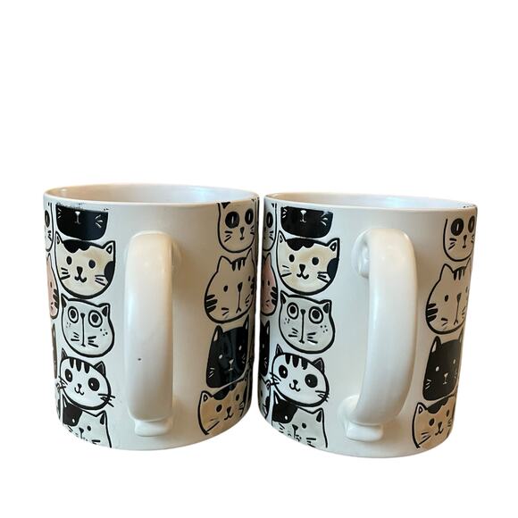 Spectrum Designz MITSY CAT FACE Coffee Tea Mugs 21oz Stoneware Set of 2 NEW - Picture 5 of 15